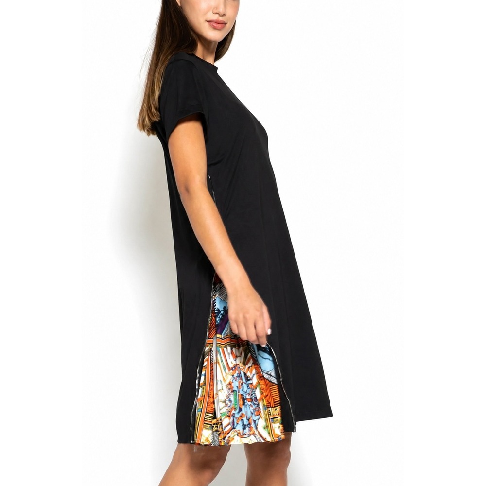 Gracia‎ Artsy Euro Summer Dress Pleated Graphic Print Size S Palm Beach Coastal